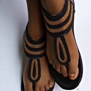 Maasai Beaded Leather Sandals Stylish Ladies Beach Shoes