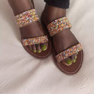 Maasai Beaded Leather Sandals Stylish Ladies Beach Shoes