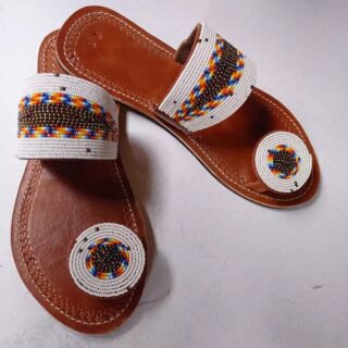 Maasai Beaded Leather Sandals Stylish Ladies Beach Shoes