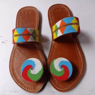 Maasai Beaded Leather Sandals Stylish Ladies Beach Shoes