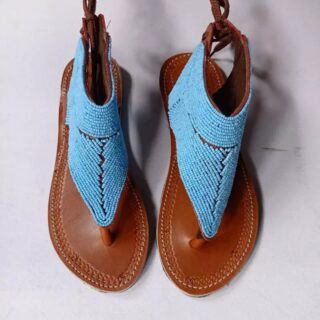 Maasai Beaded Leather Sandals Stylish Ladies Beach Shoes