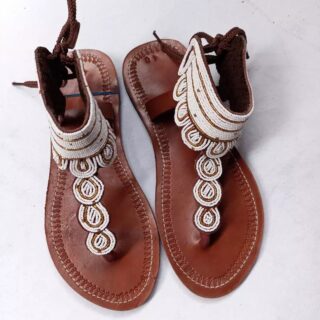 Maasai Beaded Leather Sandals Stylish Ladies Beach Shoes l