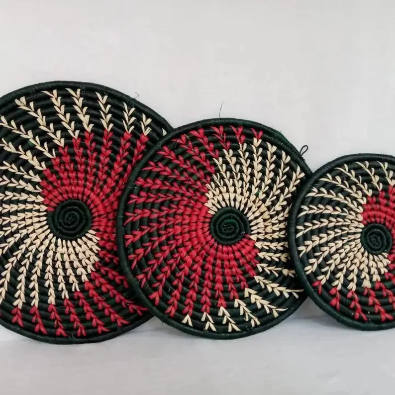 3 sets of Colourful wall decor Basket/bowls Ugandan wall decor Baskets Table Baskets Fruit Baskets Vibrant Table bowls Home decor ON SALES - Image 5