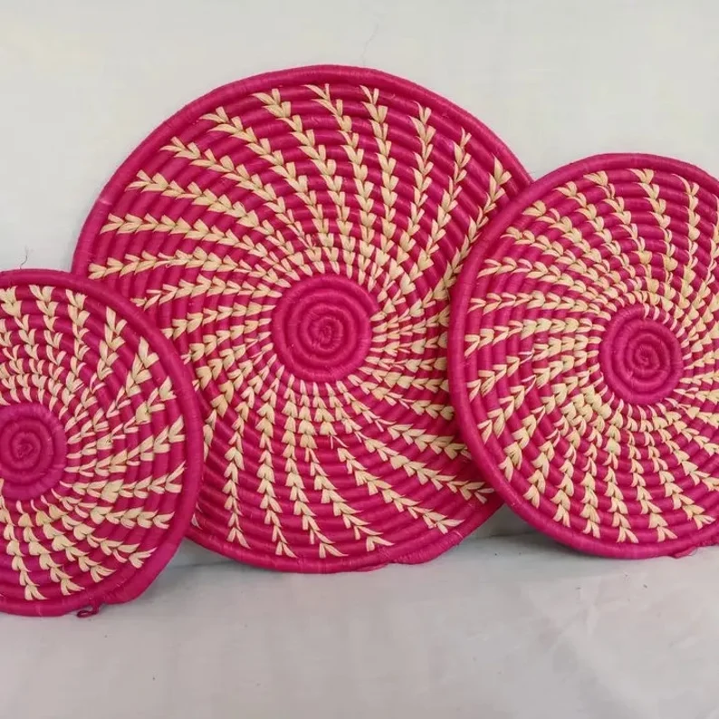 3 sets of Colourful wall decor Basket/bowls Ugandan wall decor Baskets Table Baskets Fruit Baskets Vibrant Table bowls Home decor ON SALES - Image 2